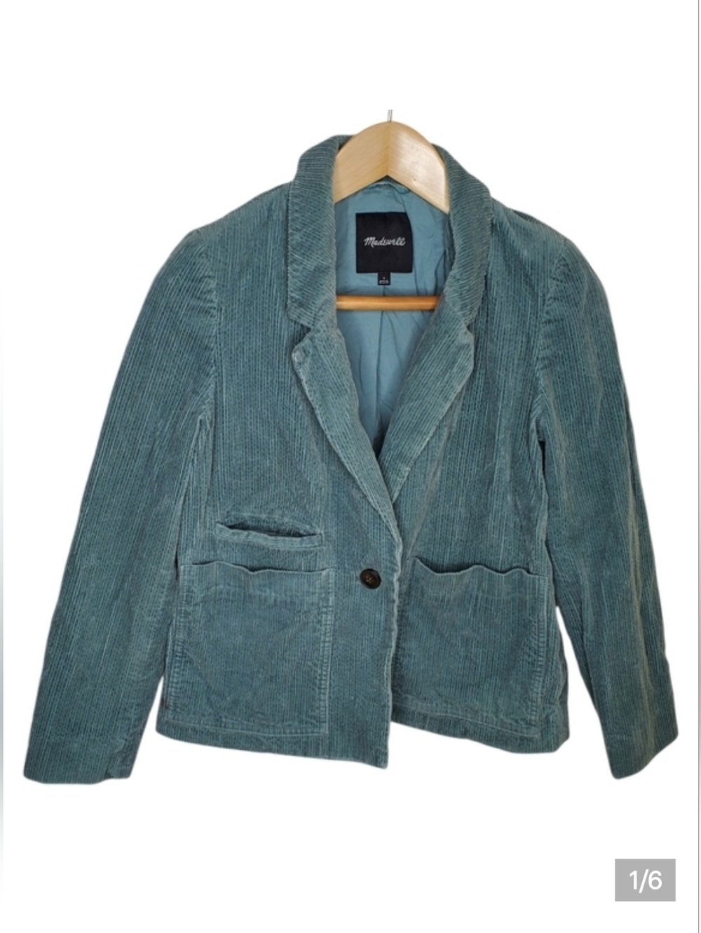 Madewell Corduroy Dorset crop blazer jacket women's small teal Feminine